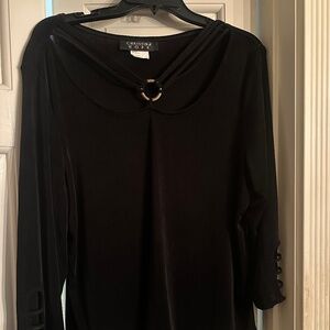 Christina Hope || Size XL || Black Knit Top || O-Ring Neck || Cutout Sleeve